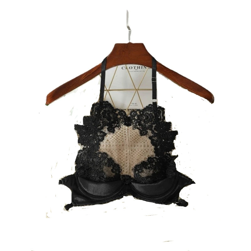 Backless Tank Tops for Women Hollow Out Neck-mounted Bare Midriff Build in Bra Lace Patchwork Camis Summer Gallus Dropshipping