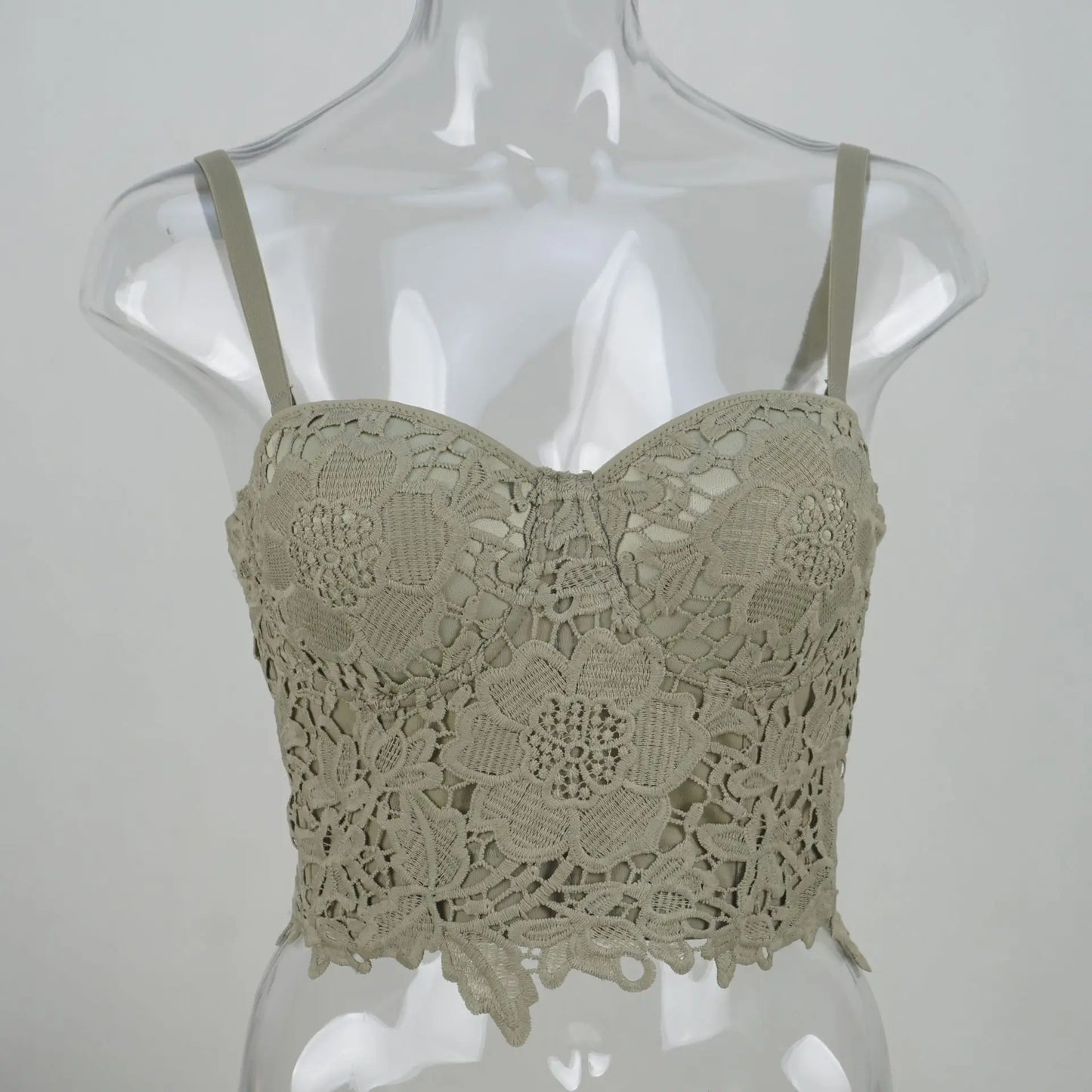 Women Crocheted 3D Lace Corset Stylish Floral Embroidery Bustier Push Up Bra Lady Tank Top Elegant Cropped Top Club Party Bralet
