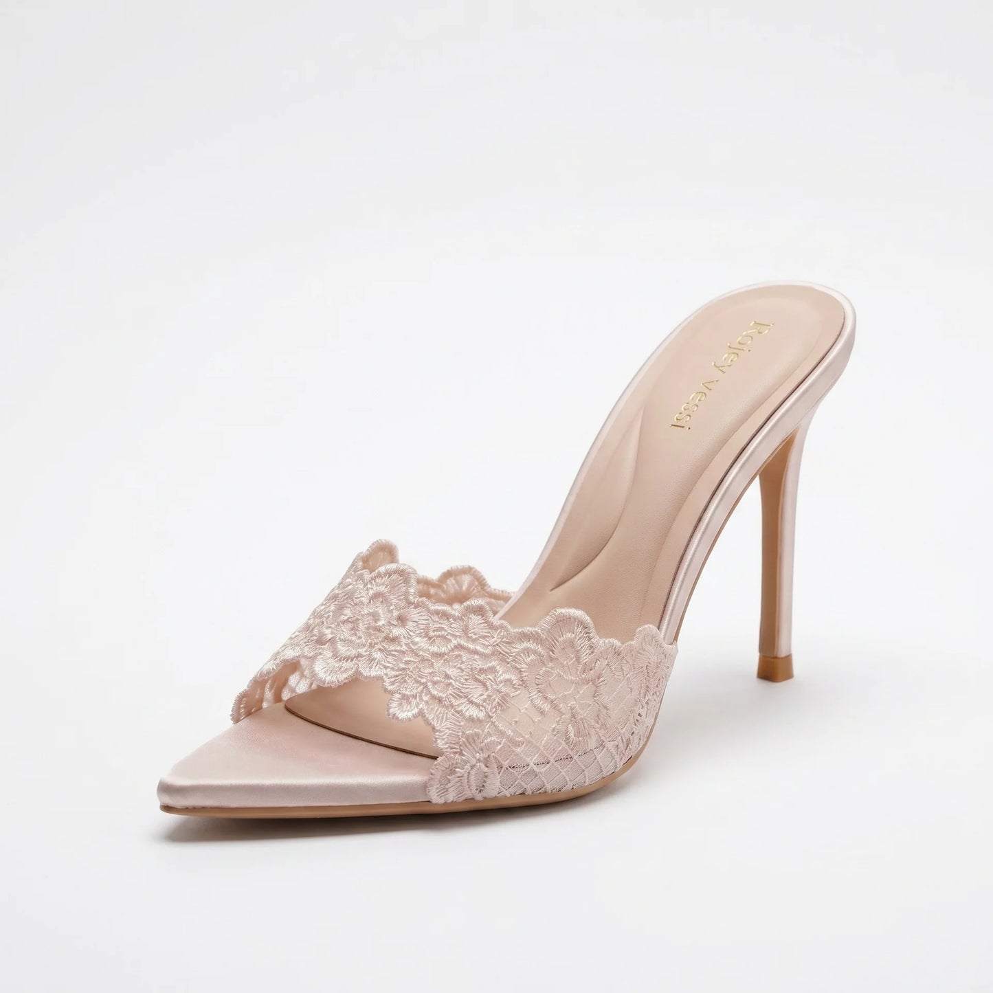 High heeled sandals for women to wear outside, summer lace high heels for women, sexy black slim heeled one-piece slippers