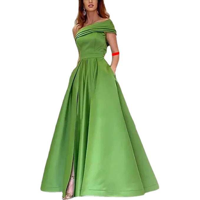 One Shoulder Satin Tutu Dress
