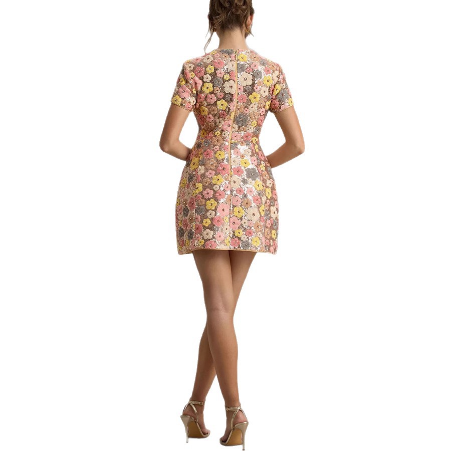Short Sleeve Sequin Dress