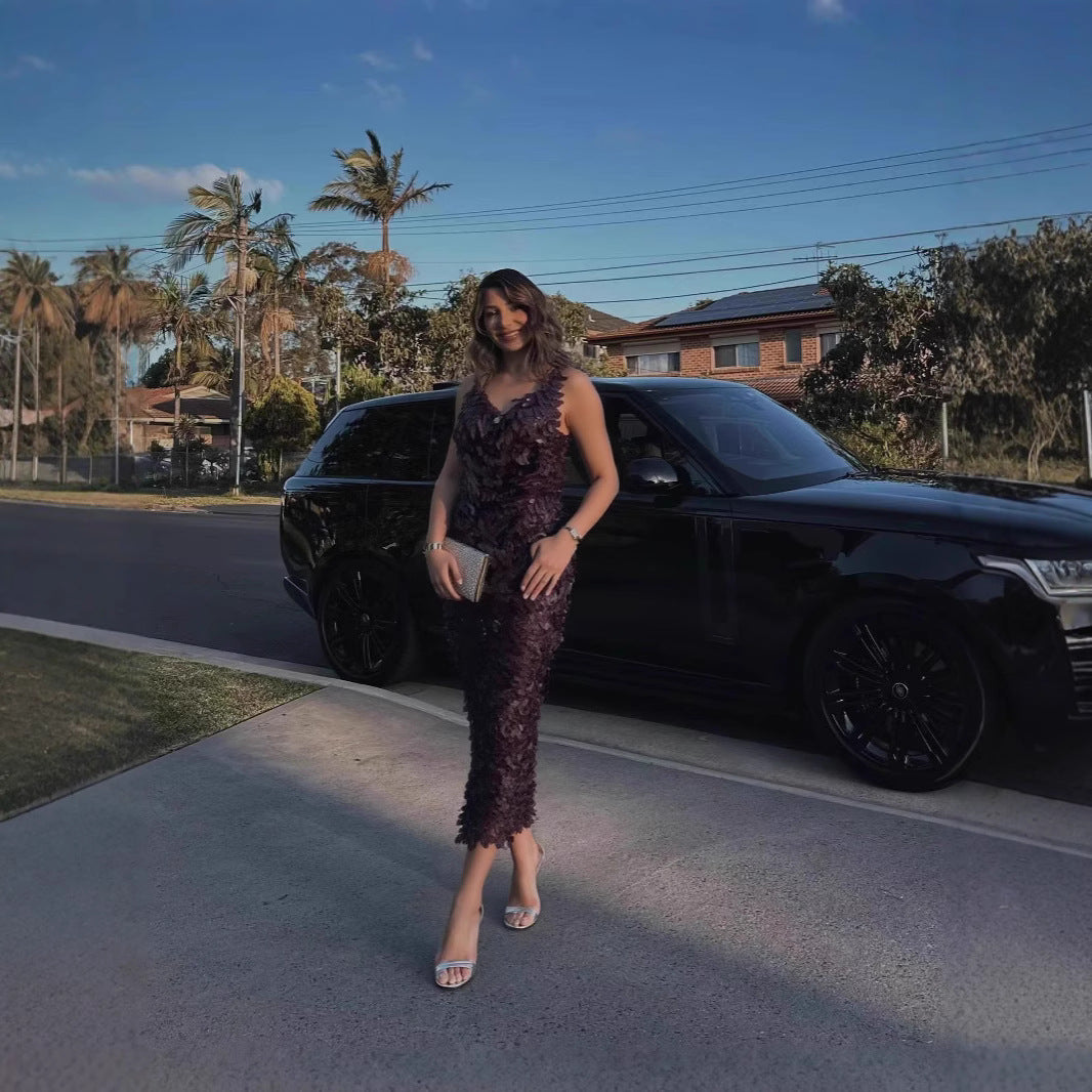 Sequined Backless Sling Dress