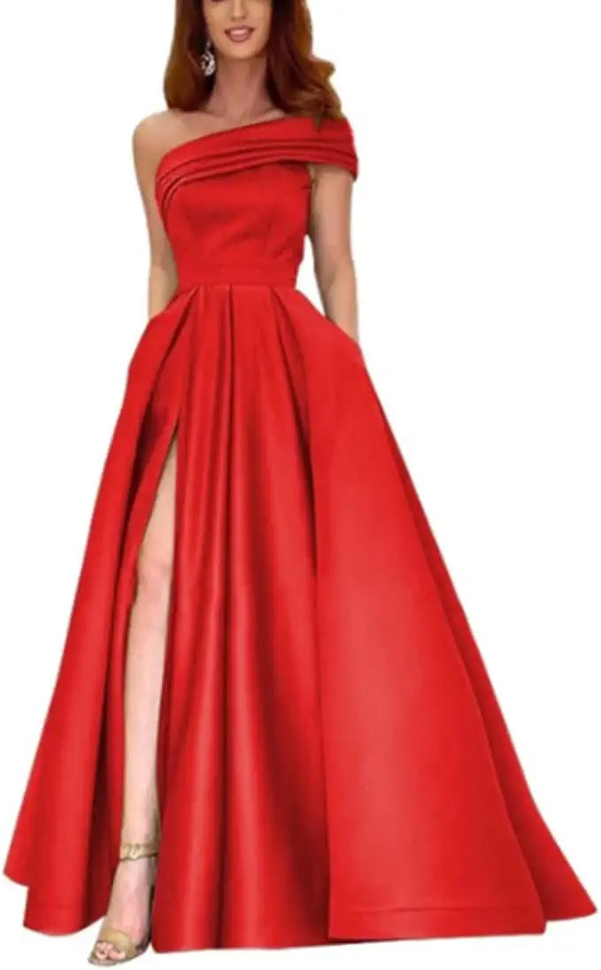 One Shoulder Satin Tutu Dress