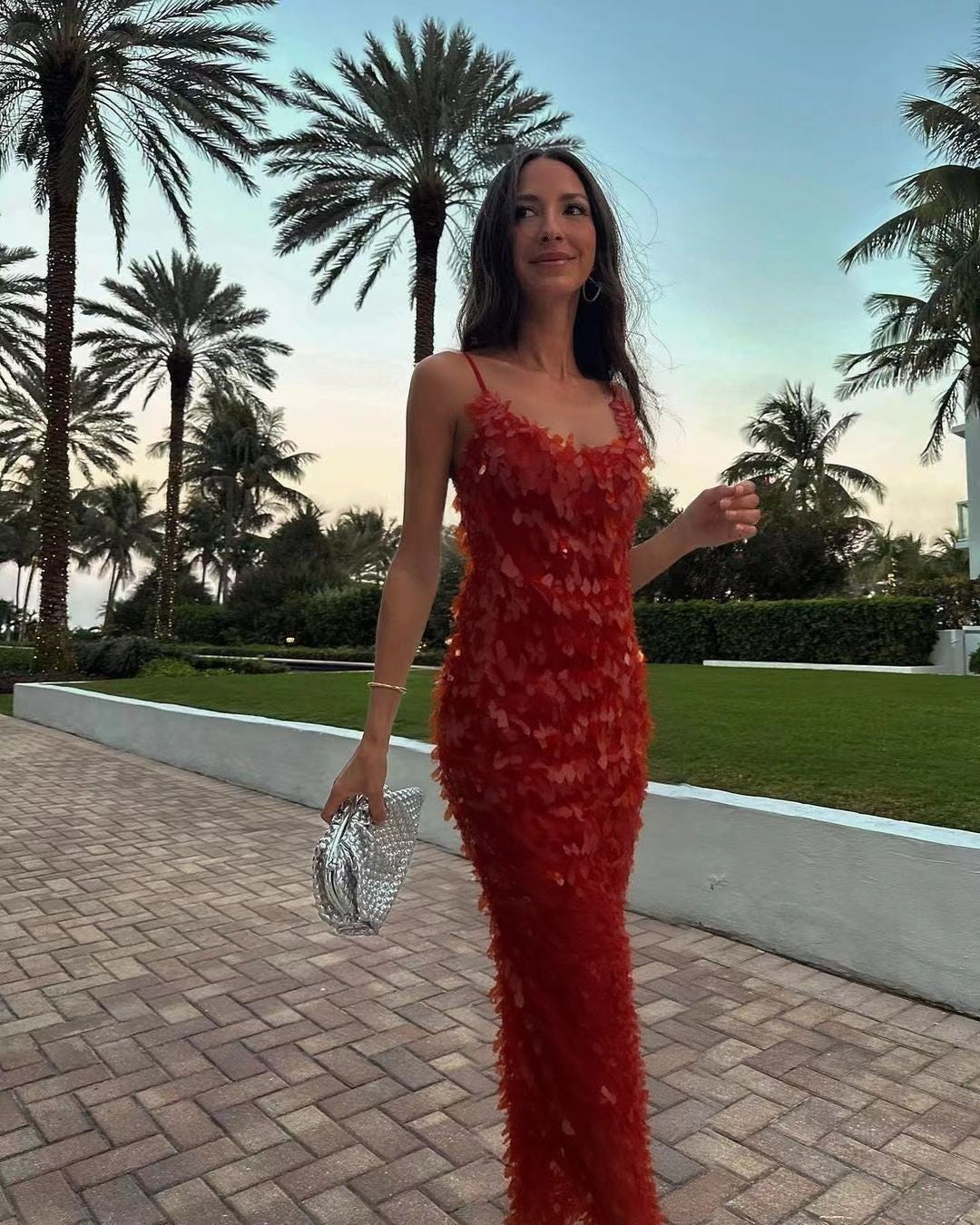 Sequined Backless Sling Dress