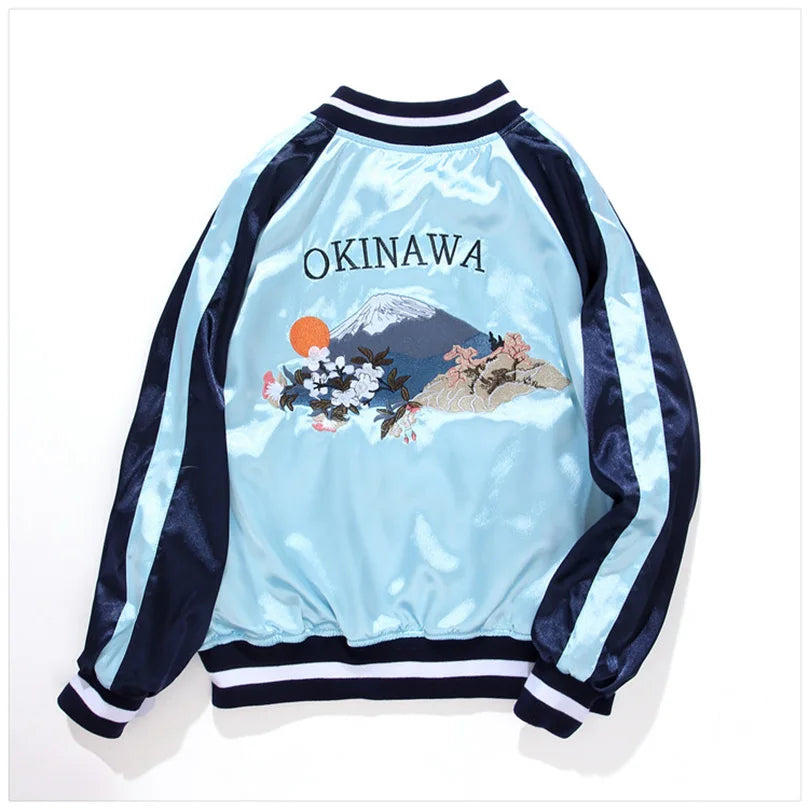 Double Sided Satin Baseball Jacket Women Sukajan Bomber Jacket Female Girls Embroidery Coat 2026 Spring Autumn Pink Z1