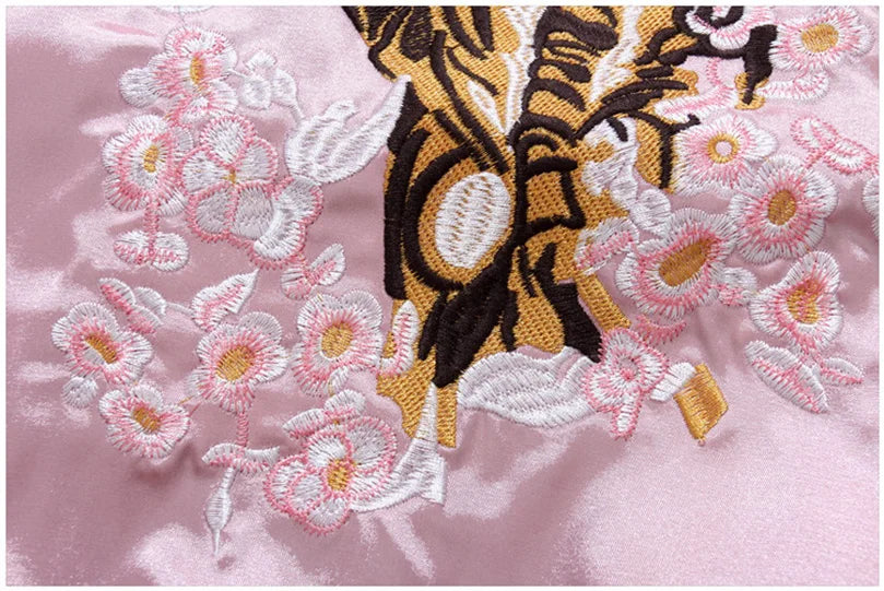 Double Sided Satin Baseball Jacket Women Sukajan Bomber Jacket Female Girls Embroidery Coat 2026 Spring Autumn Pink Z1