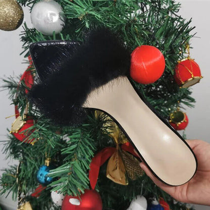 Onlymaker Women Peep Toe Mules Artificial Fur Slip On Gold White Thin High Sandals Big Size High Quality Summer Brand Heels