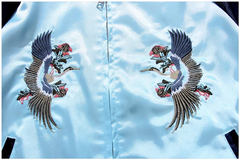 Double Sided Satin Baseball Jacket Women Sukajan Bomber Jacket Female Girls Embroidery Coat 2026 Spring Autumn Pink Z1