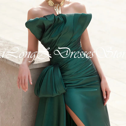 CustomizedCustomized Classic Scalloped Blackish Green Evening Dress Formal A-Line Sweep Train Sleeveless Ruched Vestido De Festa