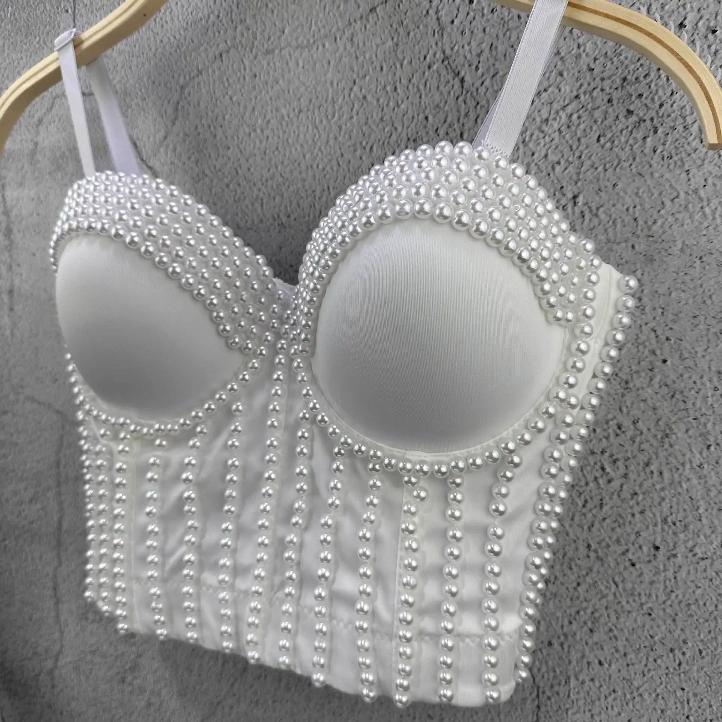 Ruili Pearl Pure Handmade Small Vest Sling Fashion Youth Body Sculpting Retro Solid Fish Bone Nightclub Performance Clothes
