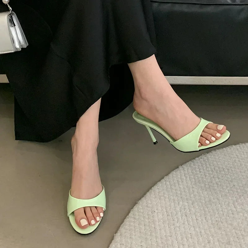 2025 New Slip On Women Stiletto Heels Shoes Luxury Fashion Round Toe Ladies High Heels Pumps Shoes Female Slides Footwear