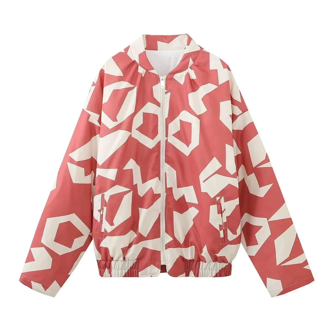 HH Floral Print Jacket For Women Autumn Quilted Reversible Cotton Coat Cardigan Long Sleeve Jackets Elegant Woman Streetwear