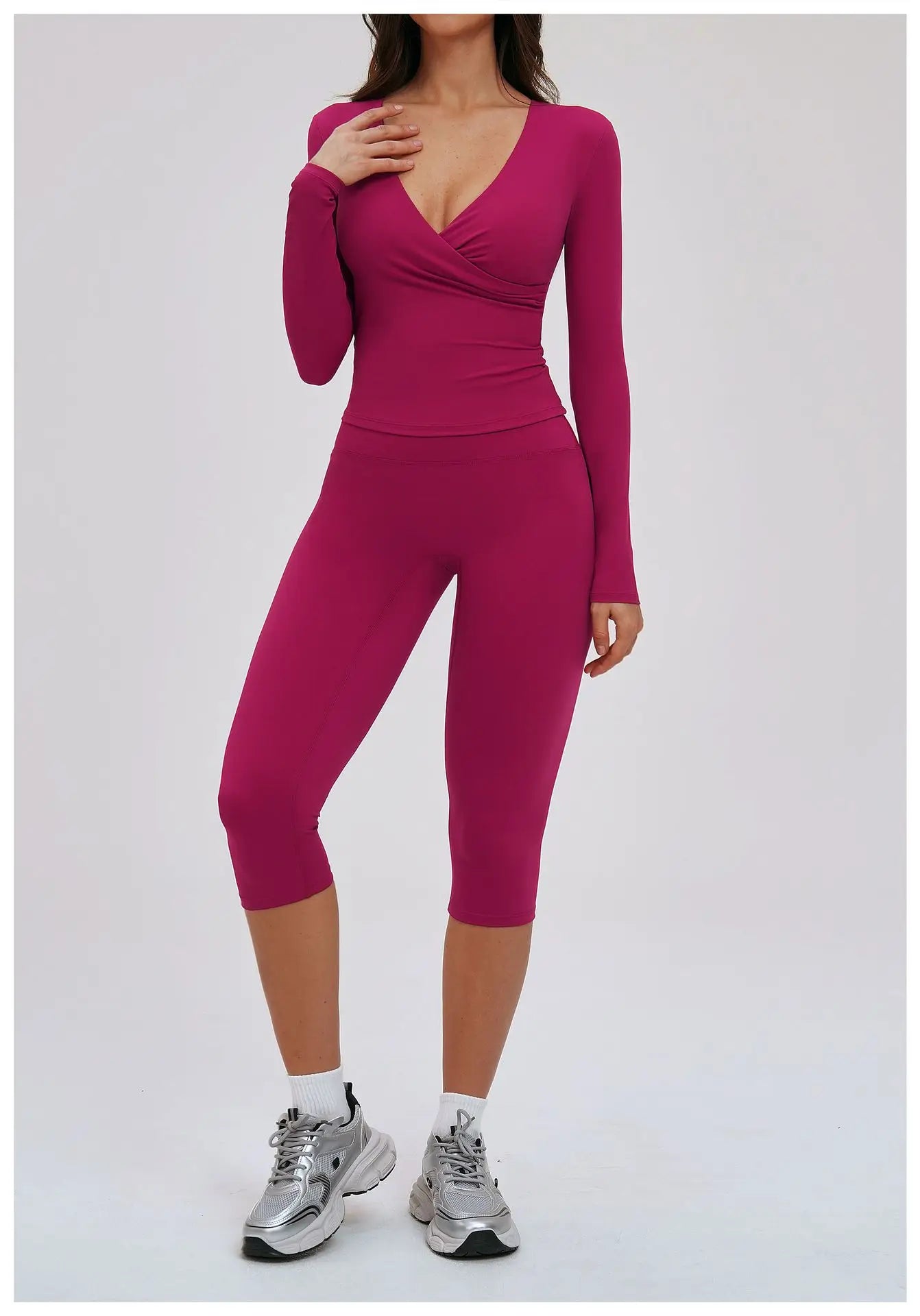 2PCS Gym Tracksuits Yoga Set Female Fitness Suit Deep V Yoga Bra Athletic Wear Women High Waist Workout Flared pants Sports Suit