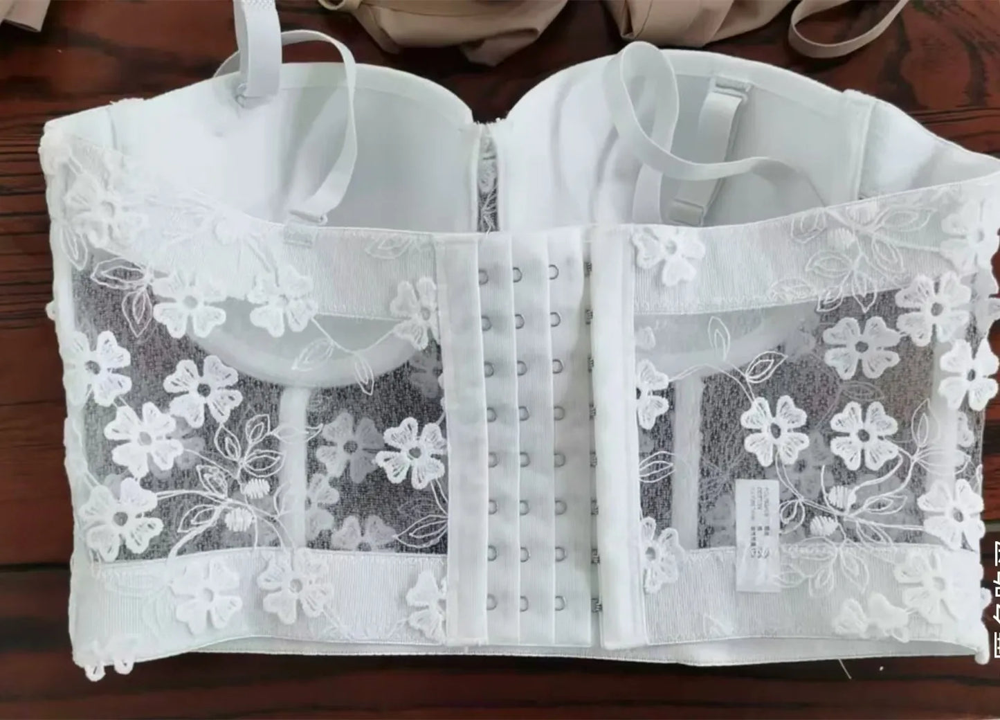 Women Crocheted 3D Lace Corset Stylish Floral Embroidery Bustier Push Up Bra Lady Tank Top Elegant Cropped Top Club Party Bralet