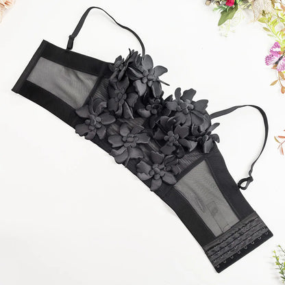 DEAT Fashion Women's 3D Flower Decoration Camisole Vest Outwear Versatile Solid Color Tank Tops Female Trendy New 11A05069