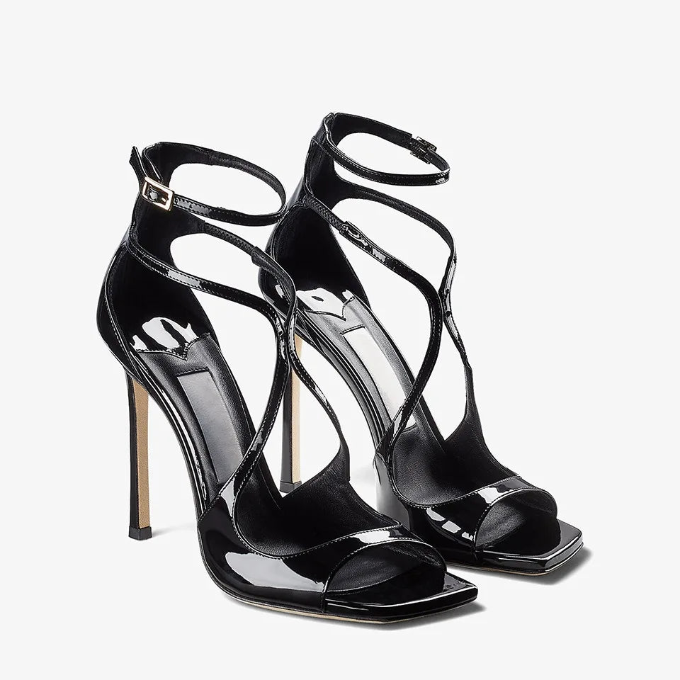 2026Ladies' Summer New Fashionable High-heeled Open Toed Sandals Square Toe Party Sexy 34-43Large Women's Shoes