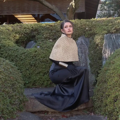 Women Elegant Gold Sparkle Capelet Top Shiny Tweed Shoulder Wrap Turtleneck Short Cloak New Lady Evening Club Party Tops 2026