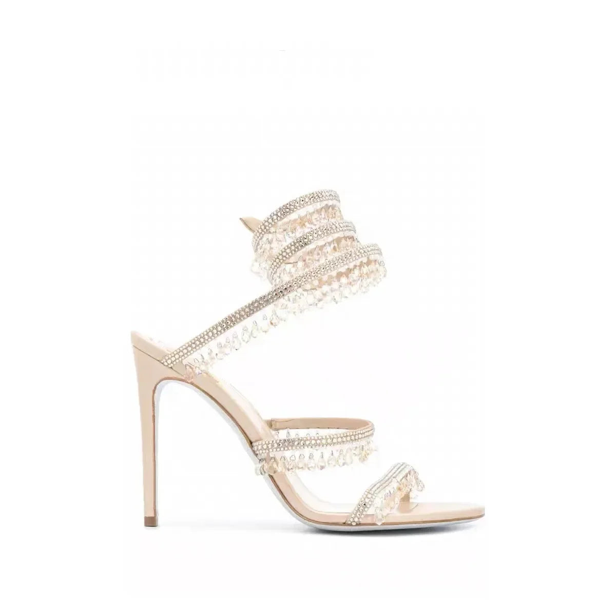 2024Women's New Water Diamond Sandals Fashion Tassel Crystal Shoes Sexy Banquet Party Twin Stiletto Women's Large Sandals