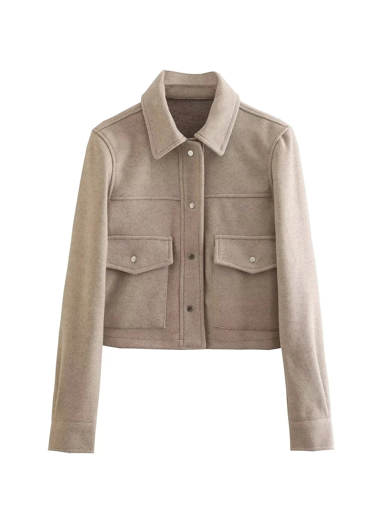 HH Jackets For Womens Autumn Fashion Solid Front Pockets Button Long Sleeve Jacket Elegant Woman Casual Outerwear Coat