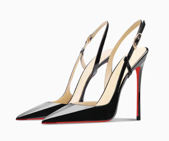Rose red satin back tripe buckle sandals for women's new style slim heel and sexy European and American style single shoes