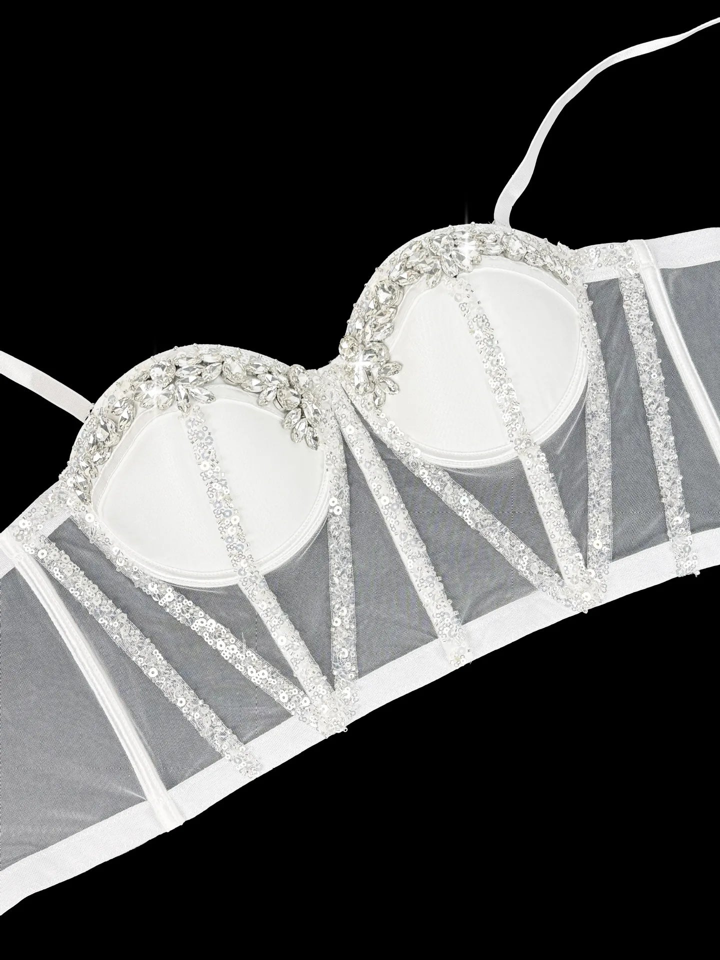 Rhinestones Female Corset Top Women Camis Nightclub Pearls Short Chest Binder Sexy Camisole Mujer Lingerie Tube Bra Debardeur