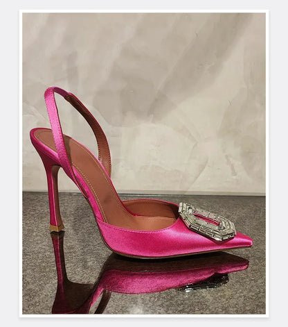 Water Diamond Buckle Toe Sandals 2026 New Pointed Thin Heel Hollow Banquet High Heels Platform Sandals Women Shoes