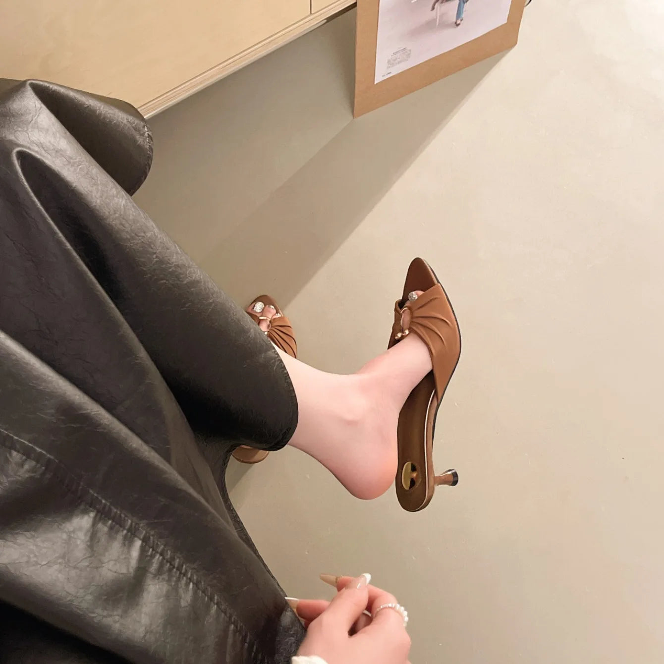 Women Summer Lightweight Slippers Elegant Open Toe Thin Heels Party Stripper Mules Female Slides Shoes Luxury High Heel Sandals