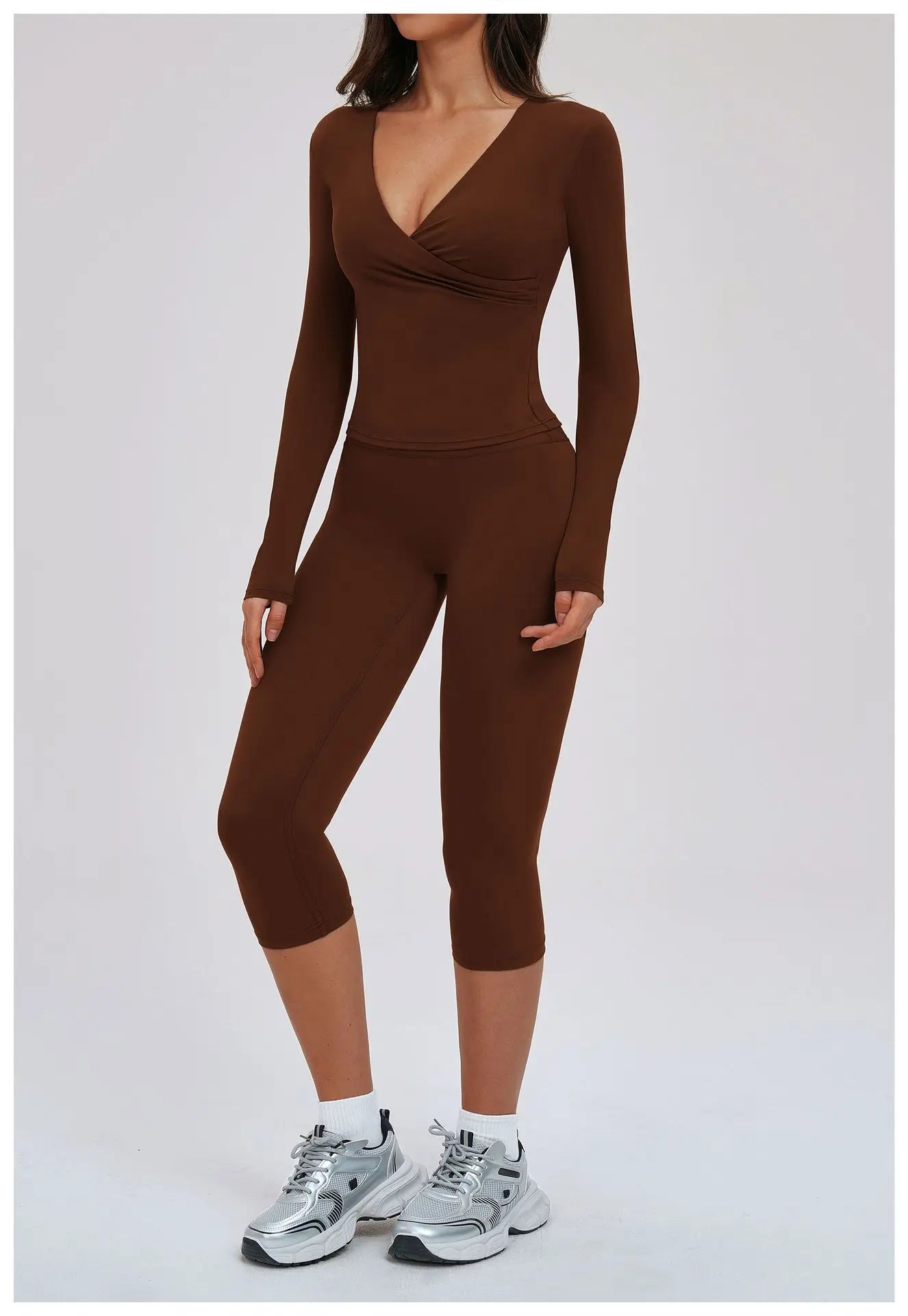 2PCS Gym Tracksuits Yoga Set Female Fitness Suit Deep V Yoga Bra Athletic Wear Women High Waist Workout Flared pants Sports Suit