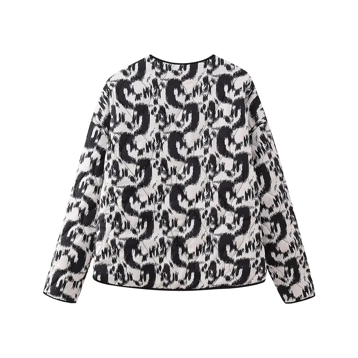 HH Floral Print Jacket For Women Autumn Quilted Reversible Cotton Coat Cardigan Long Sleeve Jackets Elegant Woman Streetwear