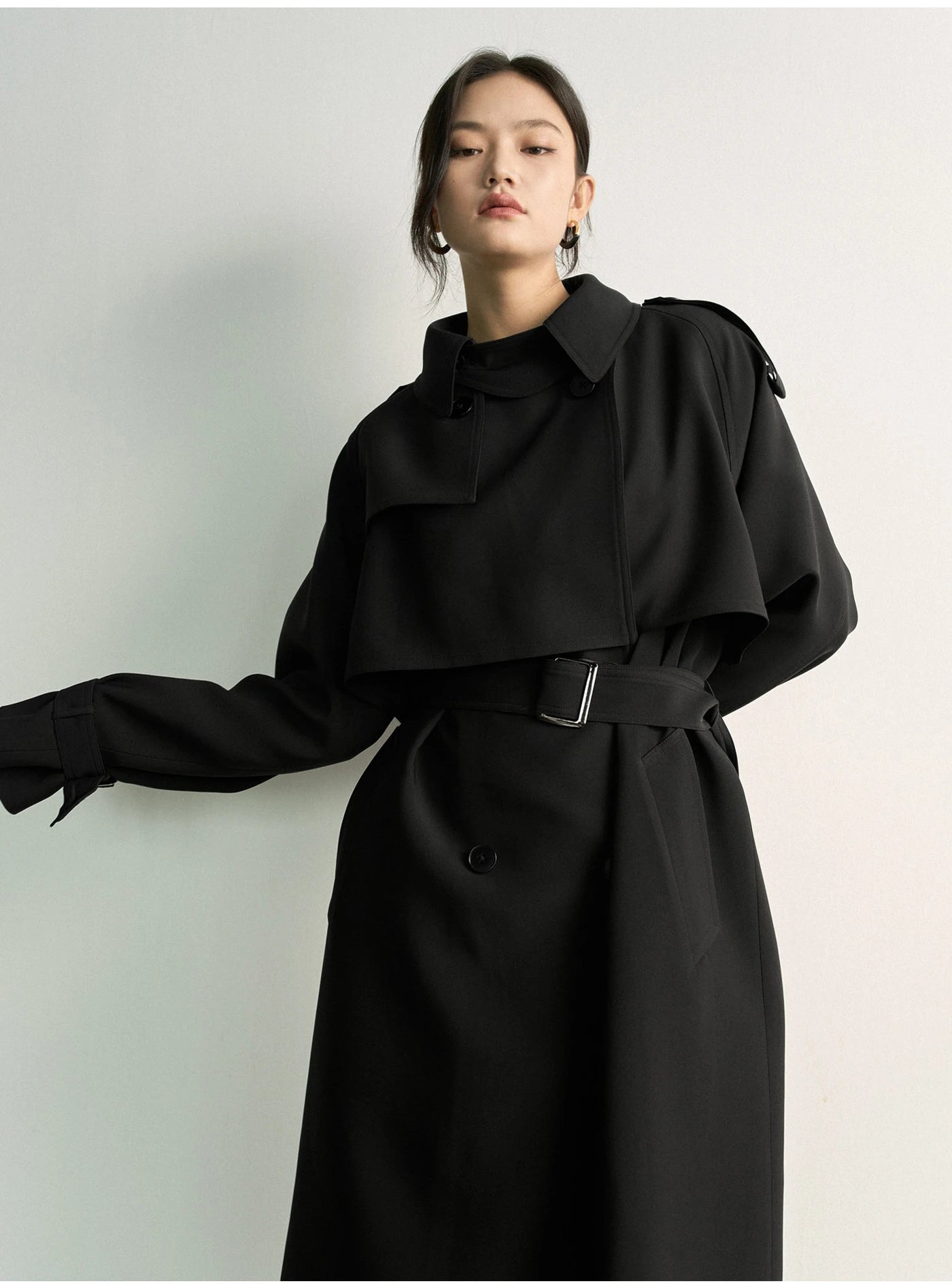 Lautaro Spring Autumn Khaki Long Trench Coat for Women Double Breasted Elegant Luxury Chic British Style Fashion Overcoat 2026