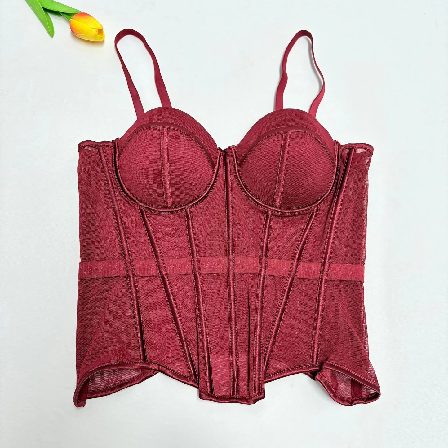 Transparent Mesh Sexy Waisted Lady Corset Elegant Shaping Women Bustier Girls Slim Evening Wear Crops Top Lady Short Body Shaper