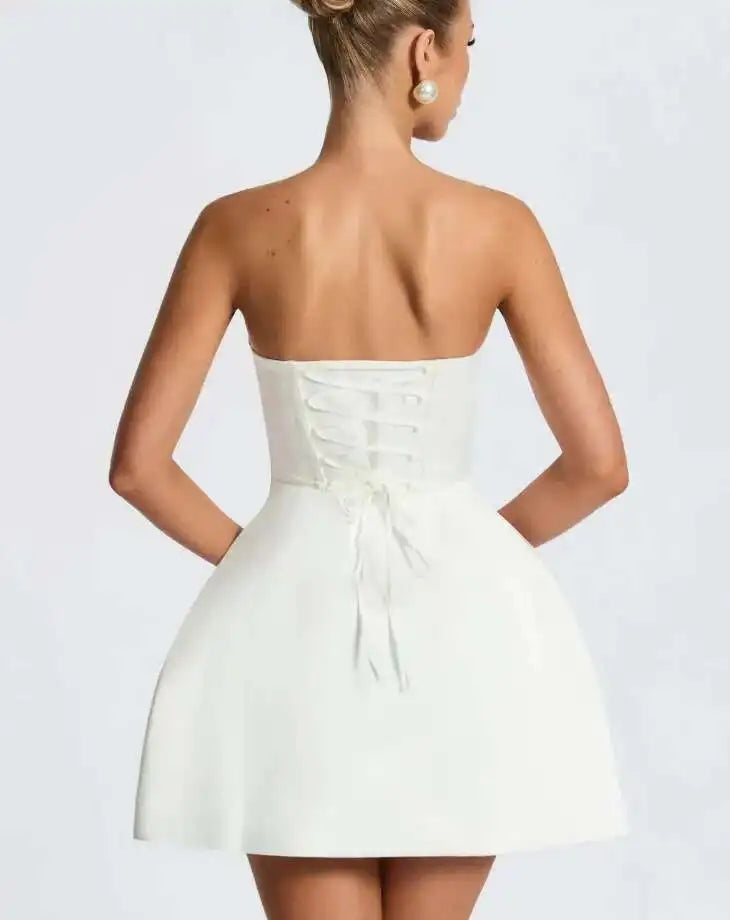 Townlike Bow Backless Nightclub Sexy Party Dress Women Mini 2025 Spring Summer Dress Strapless Slim Bodycon Dresses