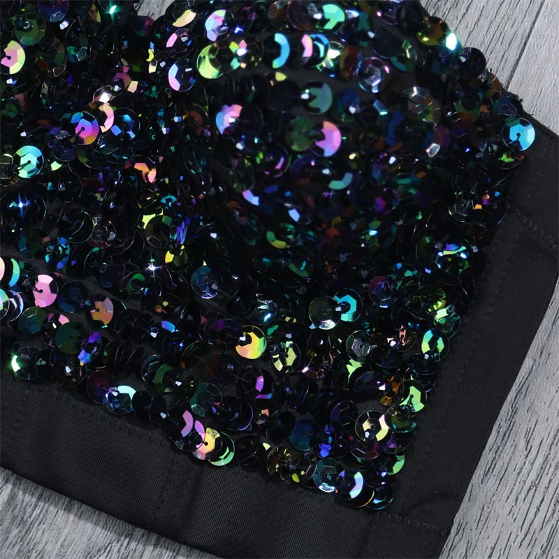 Faionable Street Sle Sequin Slim Tank Top Women's Casual Bright Spangles Strap Vest Ladies' Polyester Streetwear
