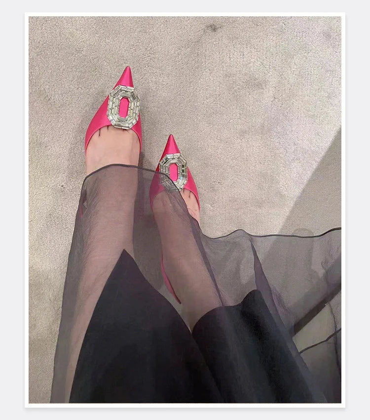Water Diamond Buckle Toe Sandals 2026 New Pointed Thin Heel Hollow Banquet High Heels Platform Sandals Women Shoes