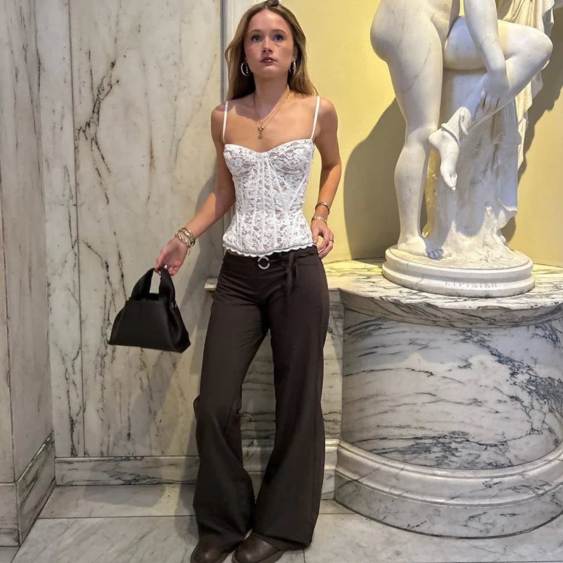 Lace Fishbone Waist Corset Tops Women's 2026 New Slim Sleeveless Vest Tee Lace Up Summer Sexy Sleeveless Tanks Top Female New