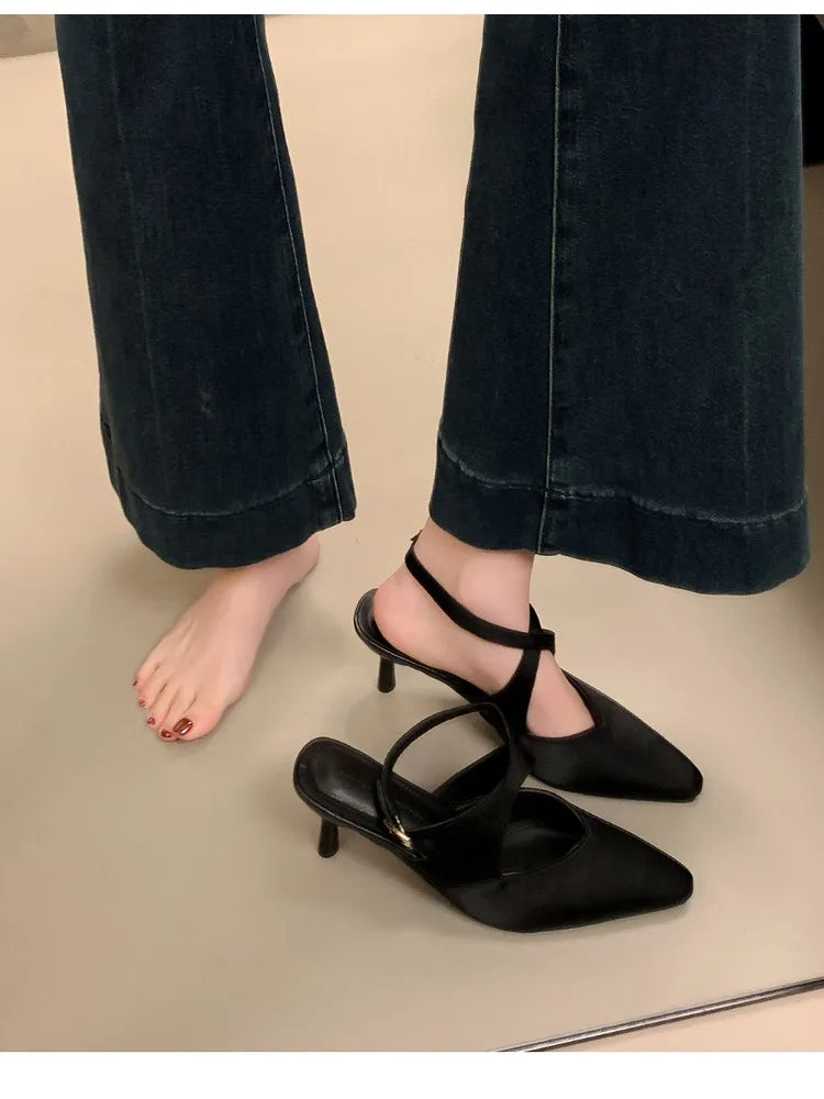 Designer Luxury Summer High Heel Women Sandals Fashion Cross Ankle Strap Singbacks Pumps Elegant Party Dancing Female Sandalias