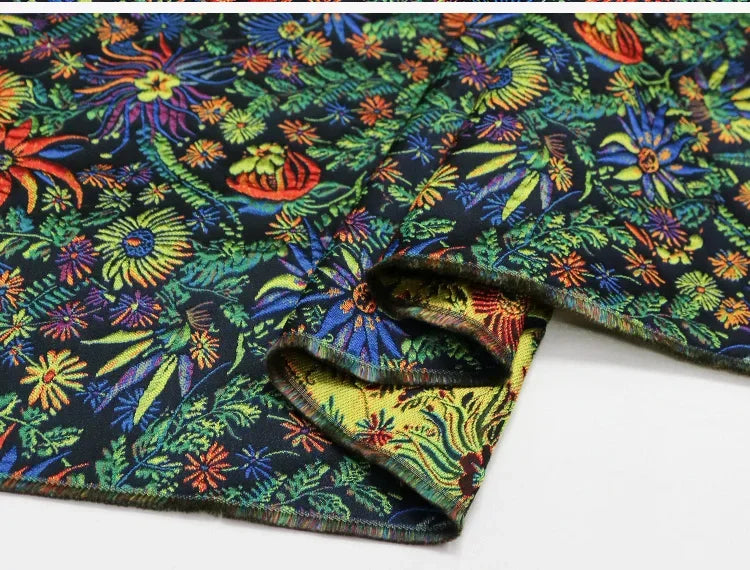 Yarn-dyed Jacquard Fabric Autumn Winter Flower Dress Suit Jacket Clothing European Brand Fashion Design Diy Sewing Cloth