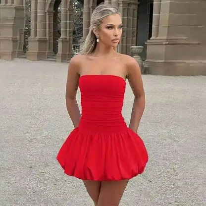 Townlike Waist Wrap A-line Ball Gown Dress Women Halter Mini 2025 Spring Summer Dress Nightclub Sexy Party Dresses
