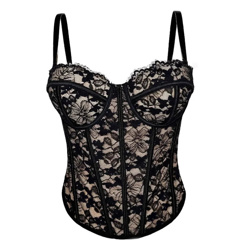 Floral Lace Lady Bustier Elegant Shaping Sexy Lace Women Corset Girls Slim Evening Wear Crops Lady Short Sweet Body Shaper Top