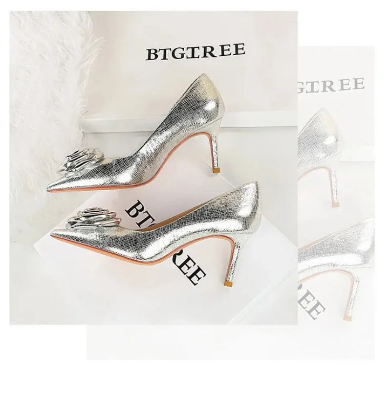 Luxury Designer Women Shoes New Fashion Patent Leather Pointed Tip High Heels for Woman Elegant France Casual Shoe Zapatos Mujer