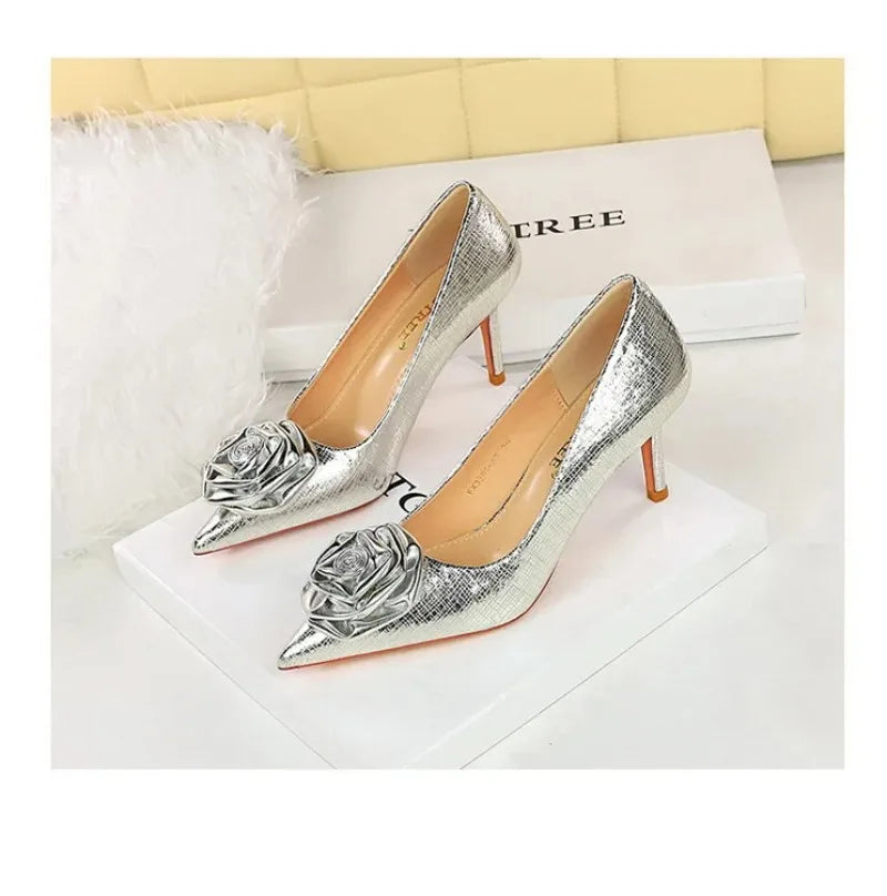 Luxury Designer Women Shoes New Fashion Patent Leather Pointed Tip High Heels for Woman Elegant France Casual Shoe Zapatos Mujer