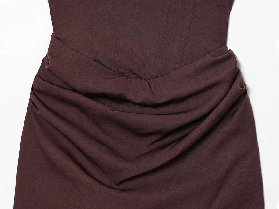 French Style Women Ruched Short Dress Fashion Summer Party Evening Gown Spaghetti Strap Bodycon Sexy Bandage Corset Mini Dress