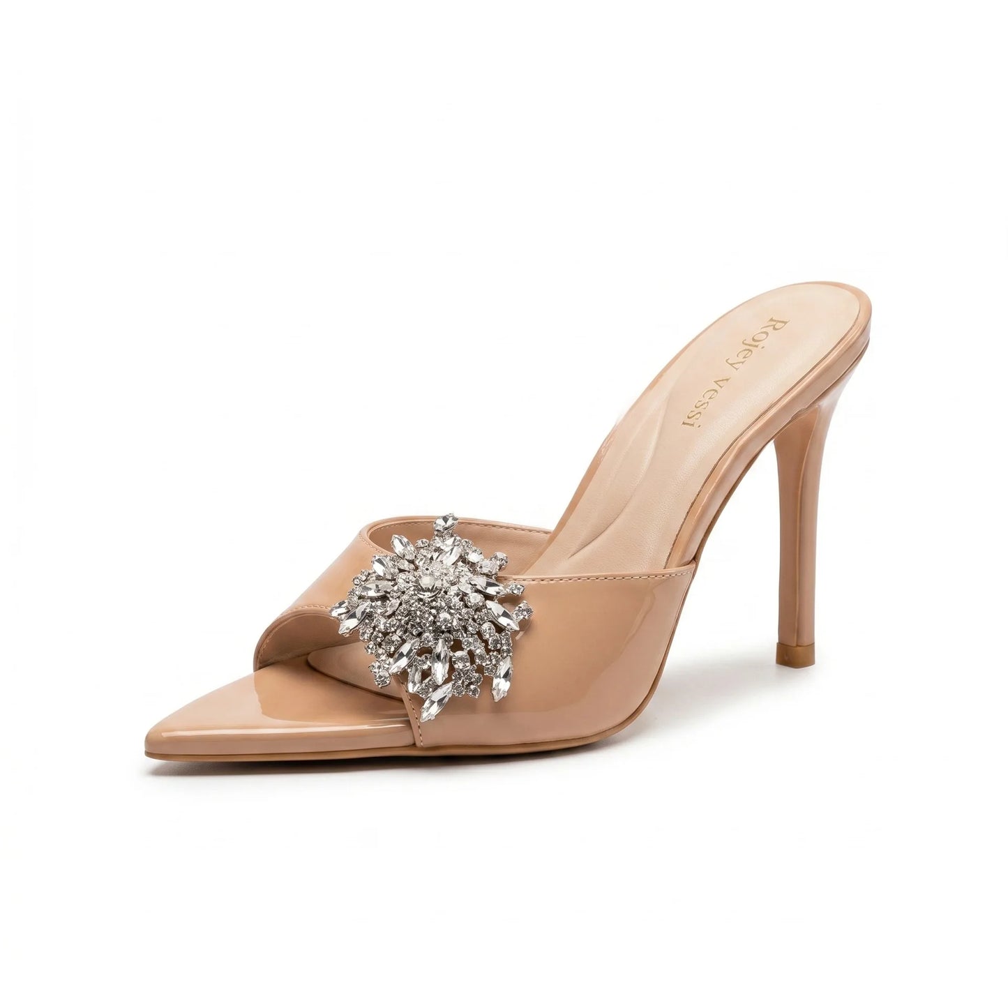 Summer new open toed rhinestone purple straight strap thin heel slippers with feminine feel,wearing crystal shoes and high heels