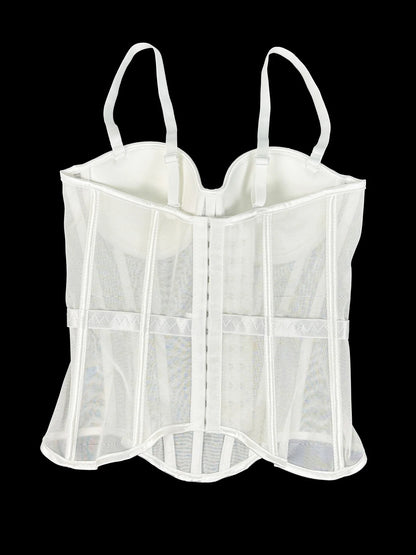 Transparent Mesh Sexy Waisted Lady Corset Elegant Shaping Women Bustier Girls Slim Evening Wear Crops Top Lady Short Body Shaper