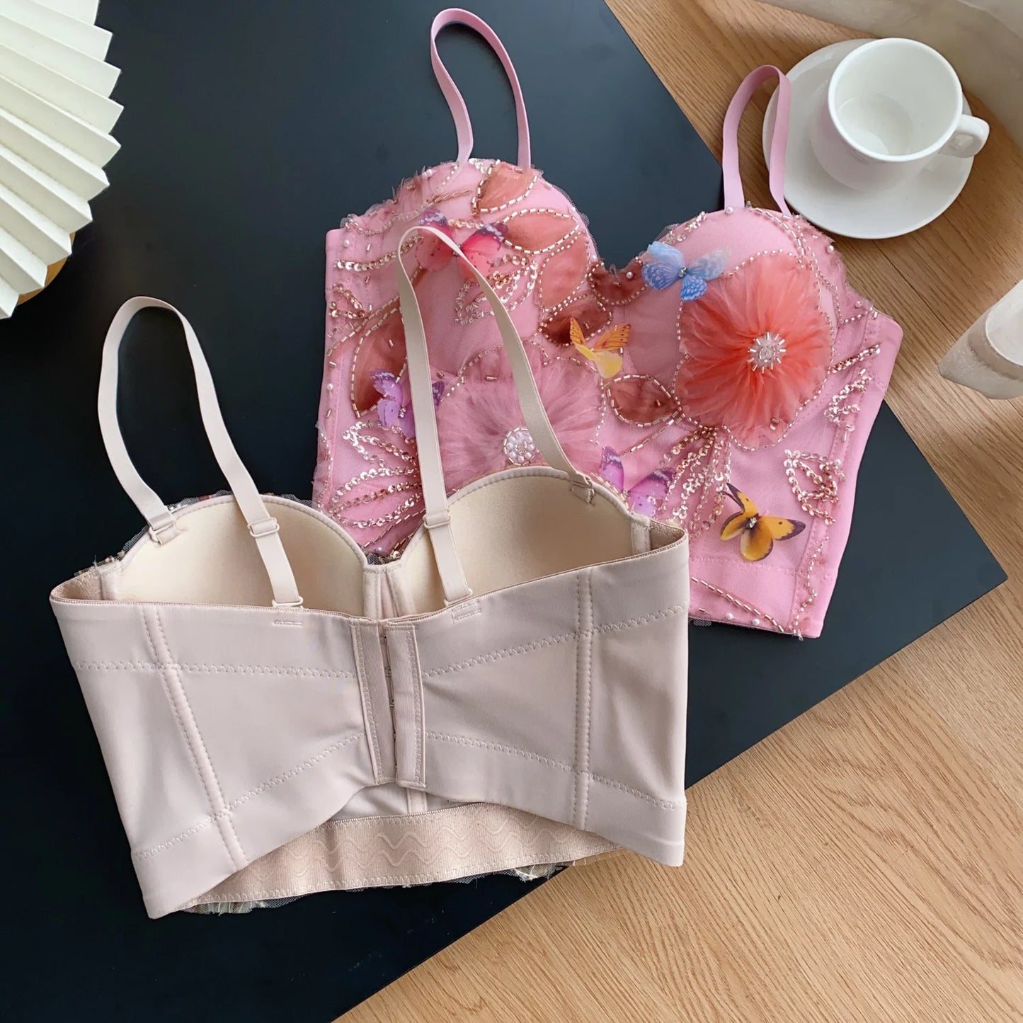 SINGREINY Embroidery Flower Camis Women Strapless Sleeveless Luxury Camisole Slim Hot Summer Sequined Butterfly Sexy Mini Tops
