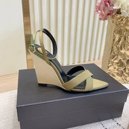 Luxury Women Pointed Toe High Heel Slippers Fashion Leopard Designer Print Mules Slide Ladies Evening Party Dress Sandalias
