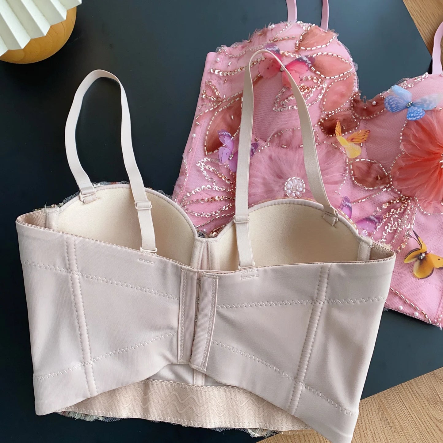 SINGREINY Embroidery Flower Camis Women Strapless Sleeveless Luxury Camisole Slim Hot Summer Sequined Butterfly Sexy Mini Tops
