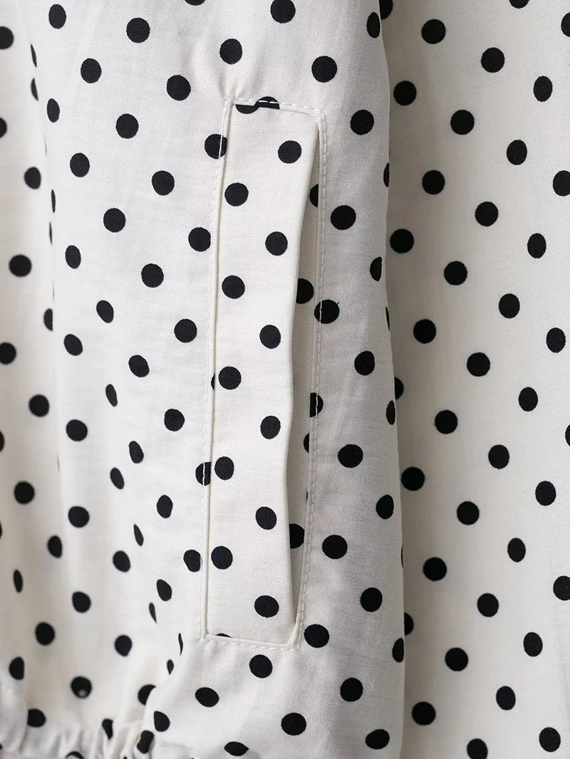 Women's Jackets Fashion Polka Dot Bomber Jacket Spring Women Long Sleeve Loose Jackets Coats Streetwear Female Outerwear Tops