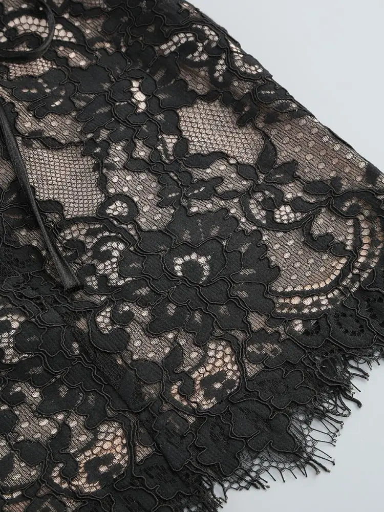 TARUXY Sexy Lace See-through Patchwork Corset Dress Female Bodycon Elegant Party MIrrgualr Mini Dress Women Tube Top Dress New