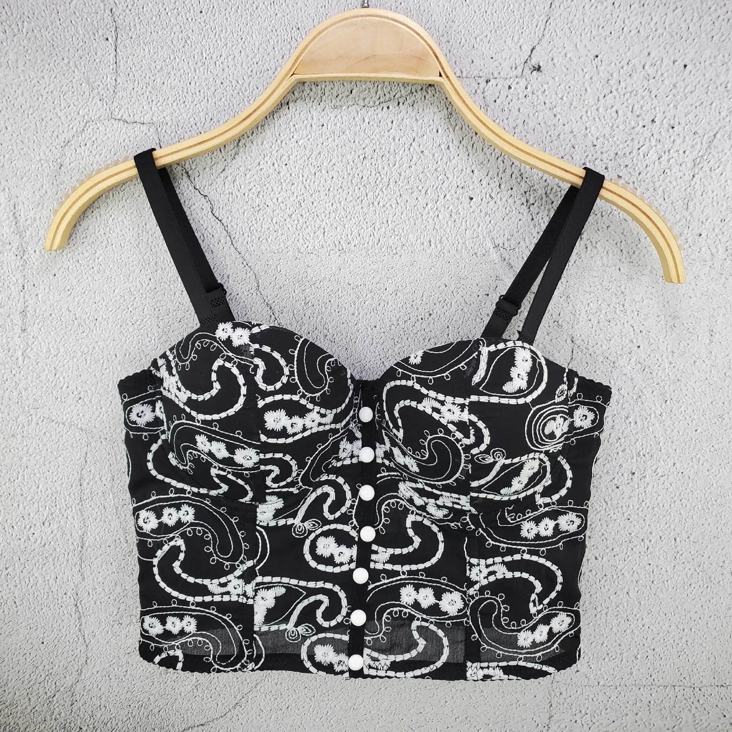 Women Crocheted 3D Lace Corset Stylish Floral Embroidery Bustier Push Up Bra Lady Tank Top Elegant Cropped Top Club Party Bralet